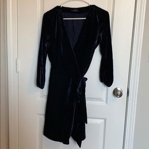 J. Crew Deep Blue Velvet Wrap Dress